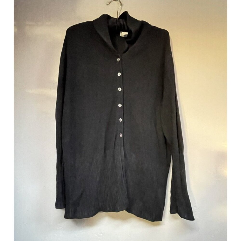 J. Jill Women's Small Casual Black Cardigan Cotton Blend Long Sleeve Button Up